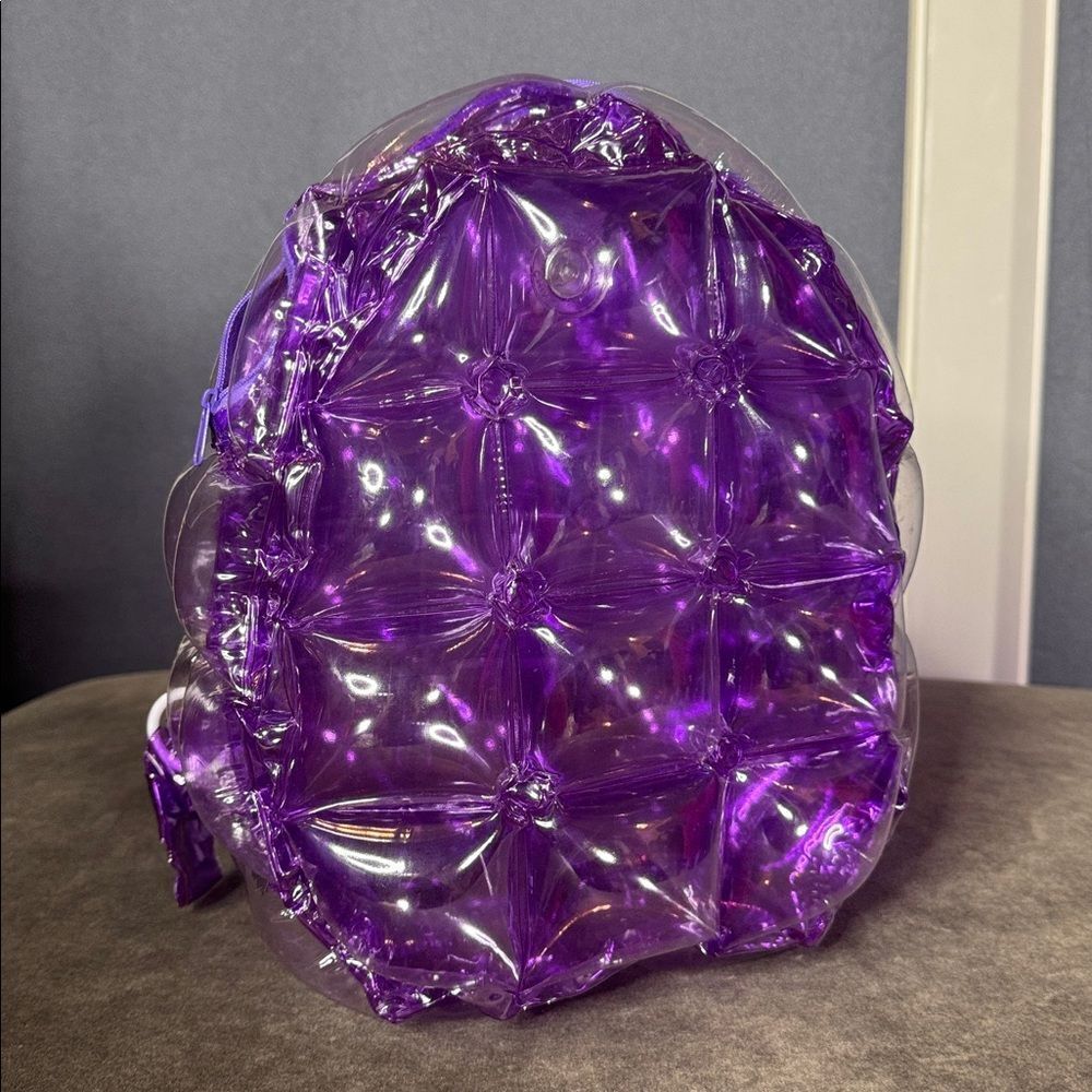 Purple Inflatable Vintage Bubble Backpack Zipper Closure One Size 90’s Retro NEW